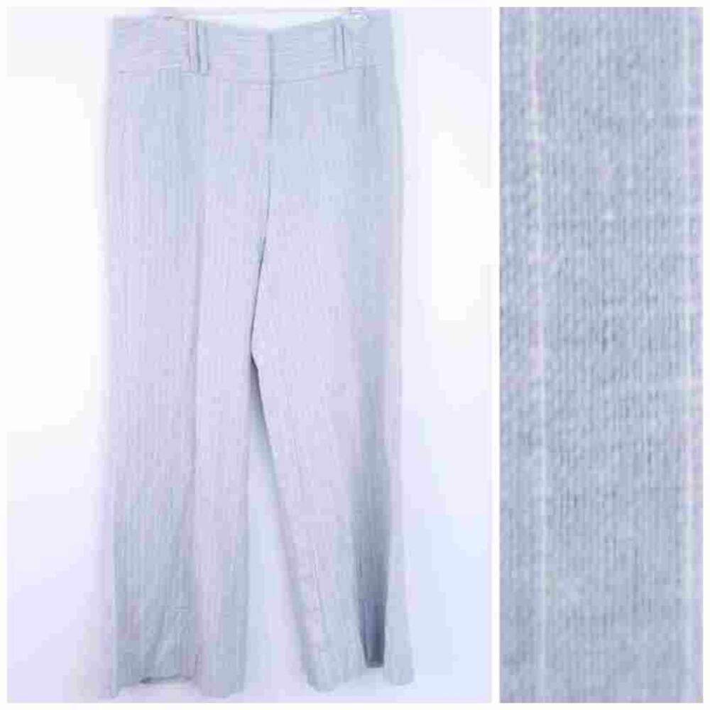 Cato Linen Blend Pants Stripe Gray White 10P Petite Summer Pants Wide Leg